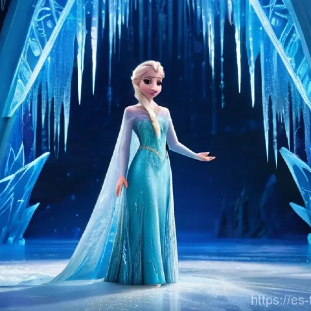 겨울왕국 속 상징적 이미지 분석 - **Elsa's Empowered Transformation in the Ice Palace**
    A full-body, cinematic portrait of Queen E...