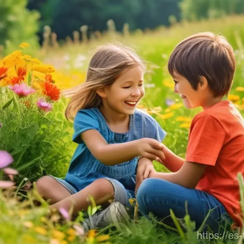 겨울왕국 속 엘사의 왕좌 상징성 - A whimsical scene featuring a young boy and girl, both approximately 8-10 years old, happily playing...