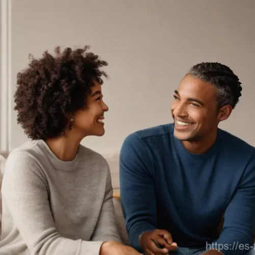 겨울왕국 속 캐릭터들의 갈등 해결 방식 - **Prompt:** A heartwarming scene depicting two diverse adults, dressed in comfortable, modest casual...