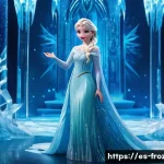 겨울왕국 속 마법과 현실의 경계 - **Prompt:** A majestic and powerful Queen Elsa, standing confidently at the heart of her ice palace....
